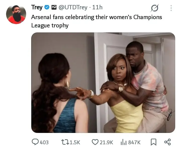 Arsenal men don't win trophies