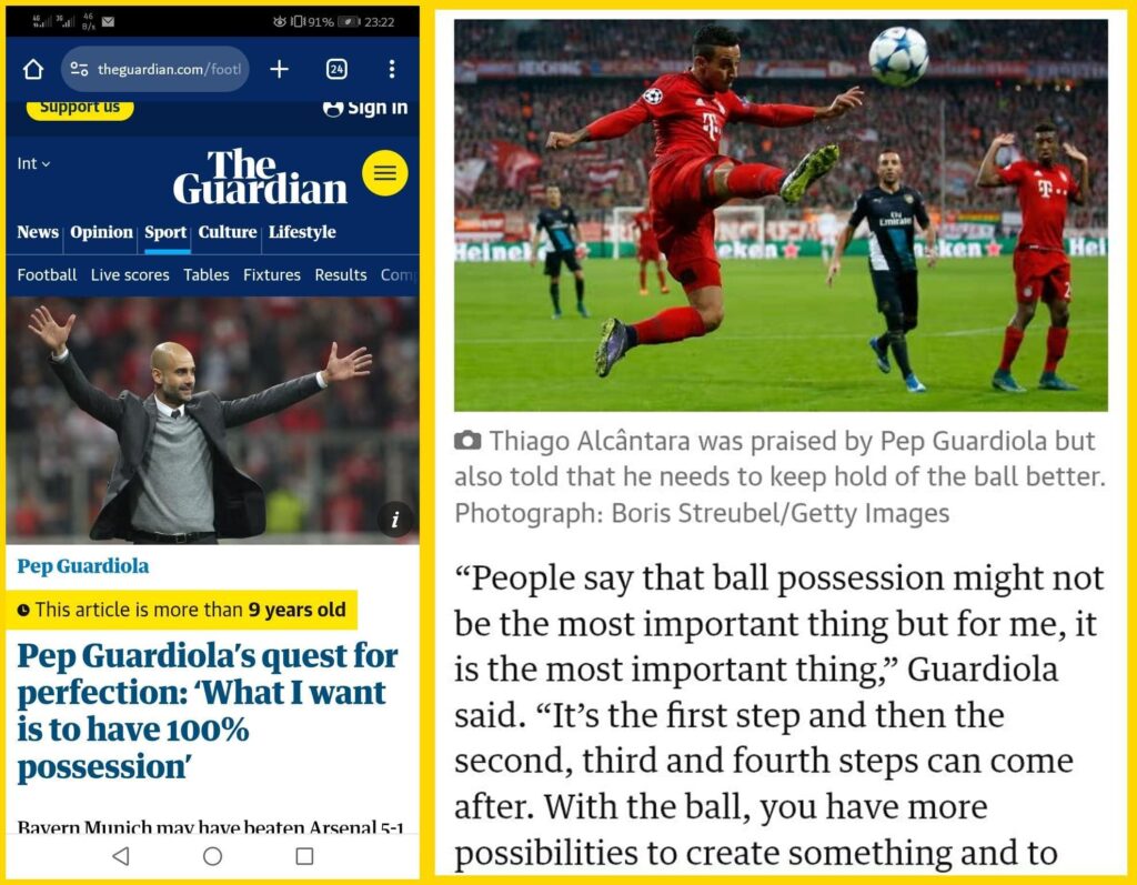 High Ball Possession Is Key—Pep Guardiola