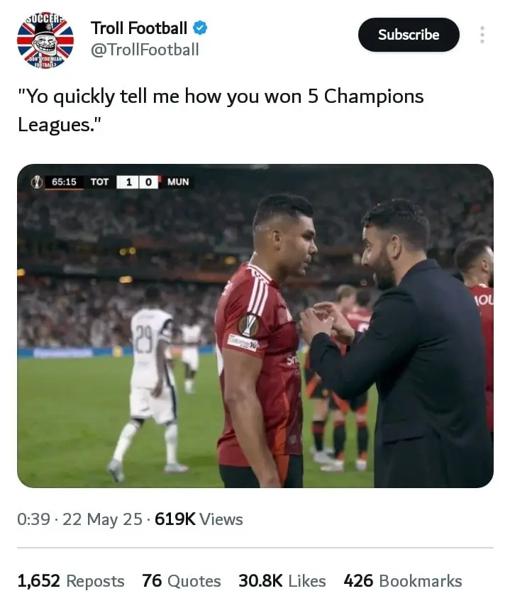 Casemiro had not lost a European final until United