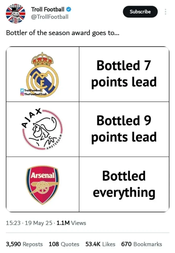Another Arsenal trophy joke.