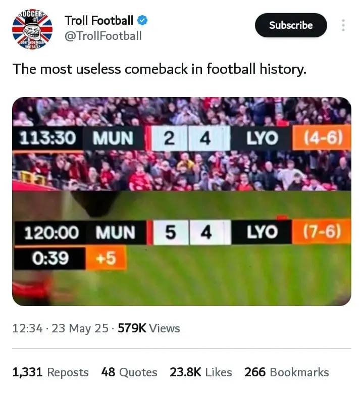 United fans celebrated their comeback against Lyon 