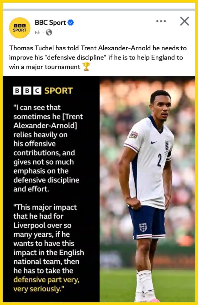 Tuchel Criticizes Trent-Alexander’s Defensive Discipline