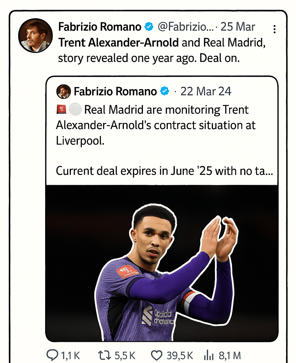 Real Madrid was monitoring the contract situation for more than a year before they pounced